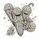 popcorn seeds, happy faces, cartoon tattoo design idea