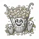 popcorn seeds, happy faces, cartoon tattoo design idea