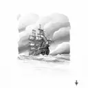 ship in storm tattoo design idea
