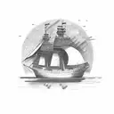 ship in storm tattoo design idea