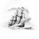 ship in storm tattoo design idea