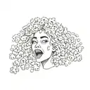 popcorn seed with face tattoo design idea