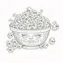 popcorn seed with face tattoo design idea
