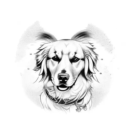 Golden Retriever Tattoo playing to the owner  tattoo design idea