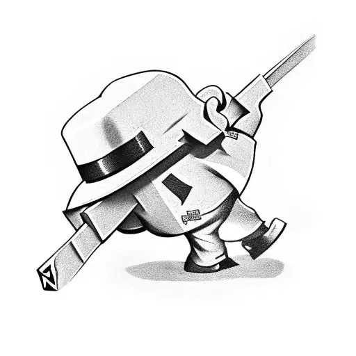 monopoly game guy being killed by a hammer and a sicke from the communism symbol tattoo design idea