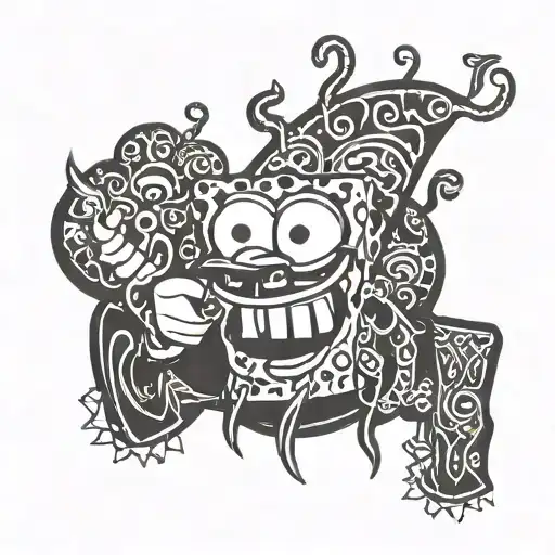 Spongebob smoking weed tattoo design idea