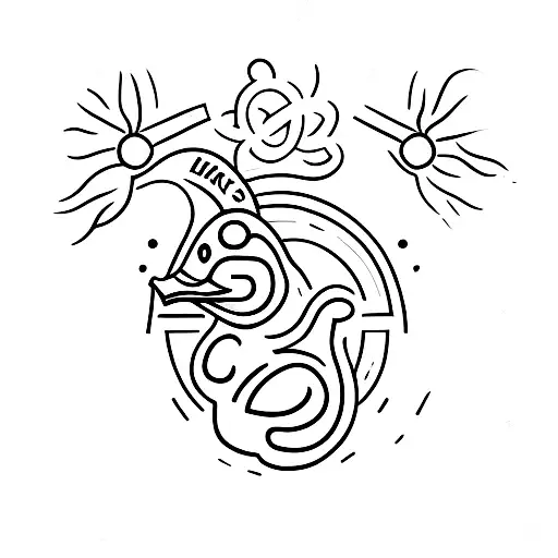 hippie duck tattoo design idea