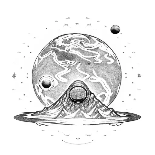 Planet Earth being stolen by alien UFO ship tattoo design idea