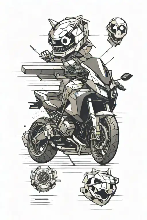 A sleek and futuristic BMW car merging with a pixelated video game character, symbolizing the client's love for cars and games tattoo design idea