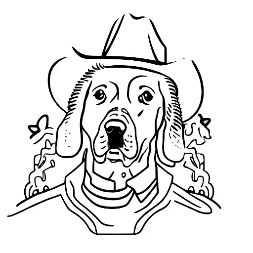 dog with cowboy hat tattoo design idea
