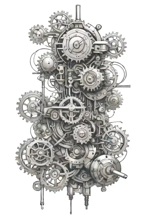 An engineer-themed tattoo with mechanical elements inspired by fluid dynamics, incorporating intricate patterns and designs tattoo design idea