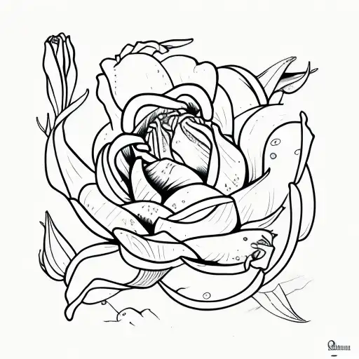 tulipan azul, rosas rojas y blancas, orquideas, conformando una sola imagen delicada  tattoo design idea