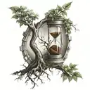 A tree growing from a broken hourglass, symbolizing the idea that time can heal most anything tattoo design idea