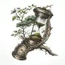 A tree growing from a broken hourglass, symbolizing the idea that time can heal most anything tattoo design idea