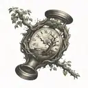 A tree growing from a broken hourglass, symbolizing the idea that time can heal most anything tattoo design idea