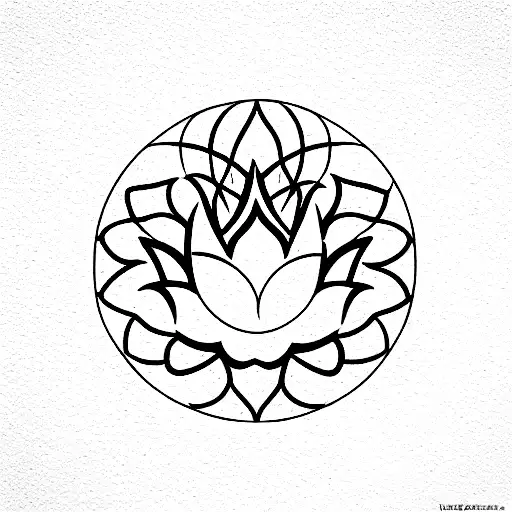 Unalome Symbol with lotus flower and the moon  tattoo design idea