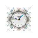 border year clock in a glas cuple standing whit flowers around in memory  tattoo design idea