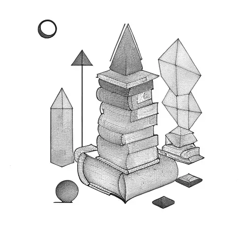 A stack of books with a mystical glow tattoo design idea