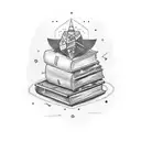 A stack of books with a mystical glow tattoo design idea