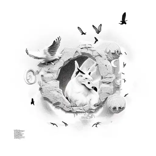 R.I.P Uncle Ben in words with doves around it and a pit bull tattoo design idea