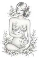 self love, breast cancer, grateful, wild flowers tattoo design idea