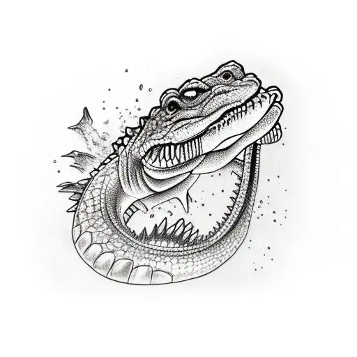 crocodile attacking tattoo design idea