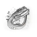crocodile attacking tattoo design idea