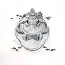 crocodile attacking tattoo design idea