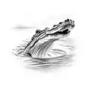 crocodile attacking tattoo design idea
