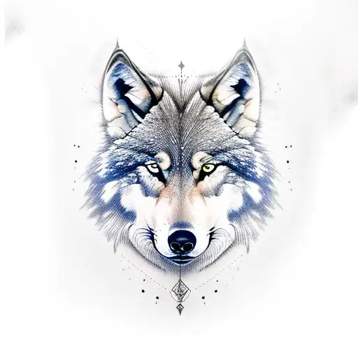 Viking sleeve with wolf halfmoon tattoo design idea