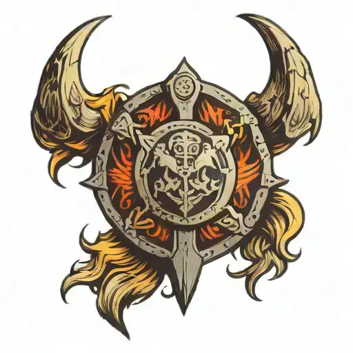 dark Viking shield tattoo design idea