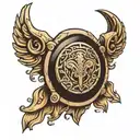 dark Viking shield tattoo design idea