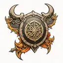 dark Viking shield tattoo design idea