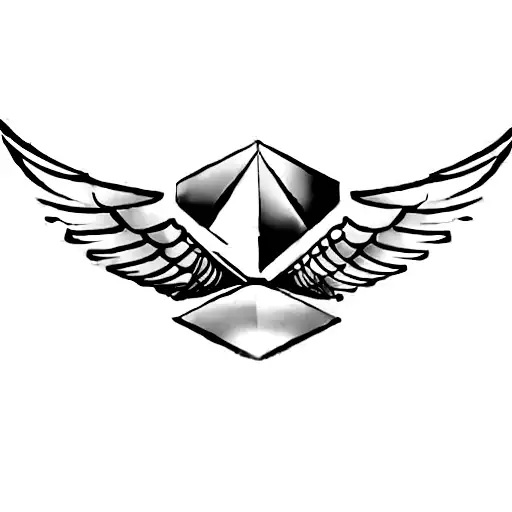 a spaceship with wings tattoo design idea