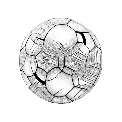 A soccer ball made up of intricate theatre masks tattoo design idea