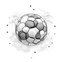 A bookshelf filled with musical instruments and soccer balls tattoo design idea