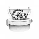 A bookshelf filled with musical instruments and soccer balls tattoo design idea