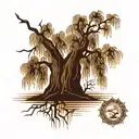 weeping willow tree tattoo design idea