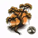 weeping willow tree tattoo design idea