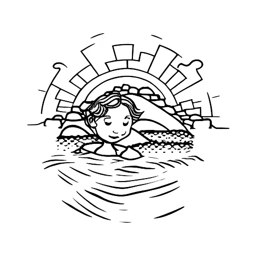 Lucas and Emma building sandcastles on the beach tattoo design idea