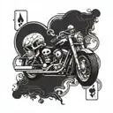 a card game with a skull and a harley-davidson motorcycle tattoo design idea