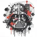 Darth Vader helmet merged with a traditional office manager's briefcase tattoo design idea