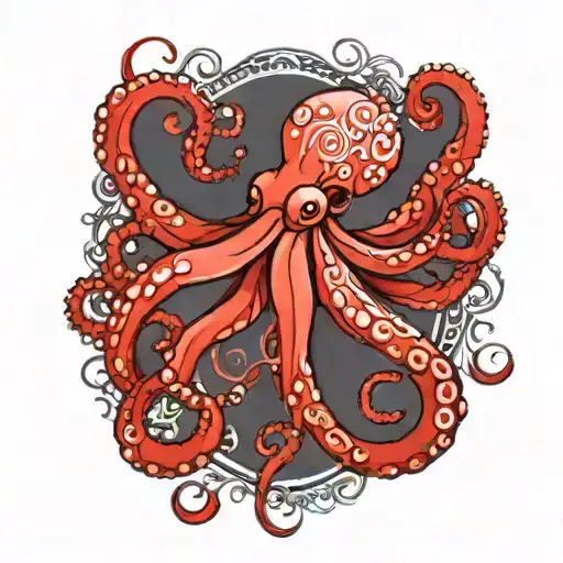 red octopus wrapped tattoo design idea
