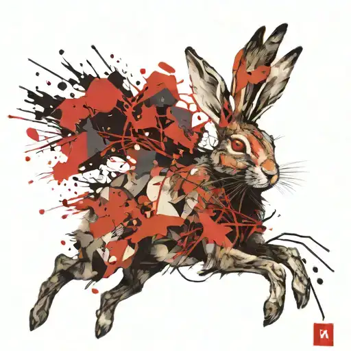 rabbit with antlers tattoo design idea