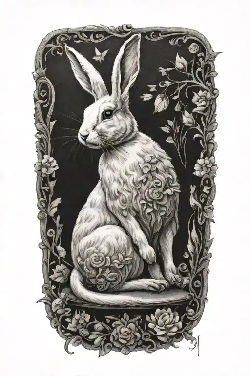 white rabbit lounging tattoo design idea