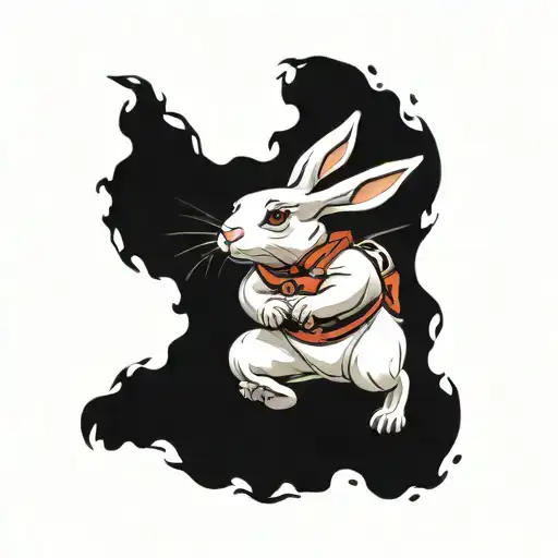 white rabbit running tattoo design idea