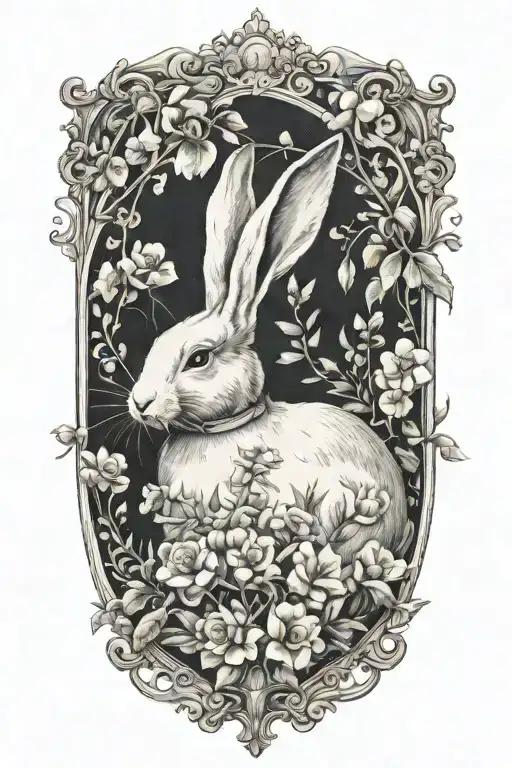 white rabbit lounging tattoo design idea