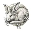 white rabbit sleeping tattoo design idea