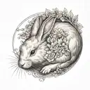 white rabbit sleeping tattoo design idea