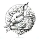 white rabbit sleeping tattoo design idea